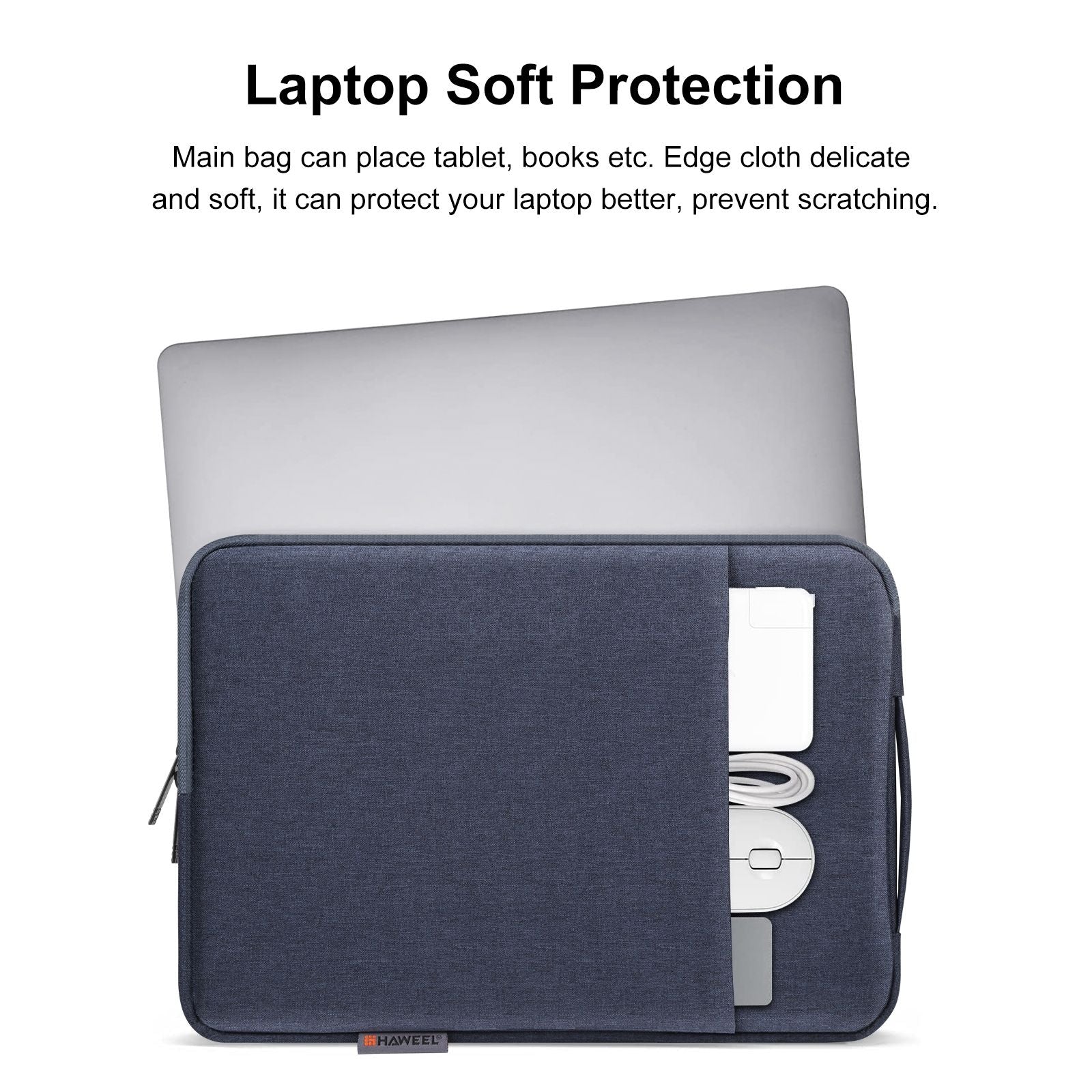 Haweel HWL7020 For 14-15 inch MacBook Pro 14 inch (2021) / 15 inch (2013) / (2016) Scratch Resistant Carrying Case Portable Sleeve Bag with Handle - Blue Haweel HWL7020 For 14-15 inch MacBook Pro 14 inch (2021) / 15 inch (2013) / (2016) Scratch Resistant Carrying Case Portable Sleeve Bag with Handle - Blue